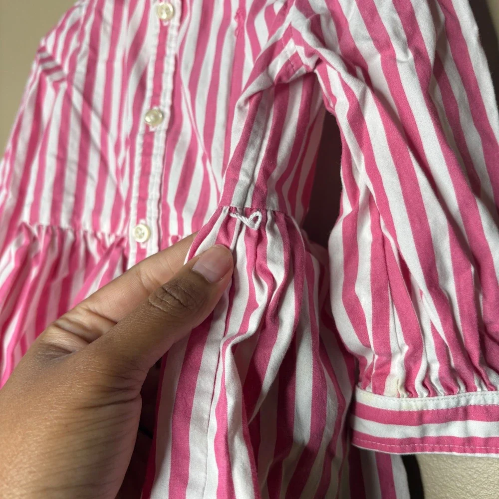 Ralph Lauren Baby Girls Pink White Striped Shirtdress with Bloomers 18M Cotton